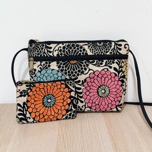 Danny K. Beverly Hills Tapestry Floral Print Adjustable Strap Crossbody Bag